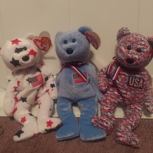 Ty Beanie Babies Set Of 3. Glory, America And USA